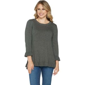 NEW Isaac Mizrahi Live! Peplum Sweater XXS Gray
